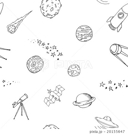 Seamless Dooble Space Pattern Setのイラスト素材