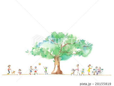 公園の大木、人々 20155819