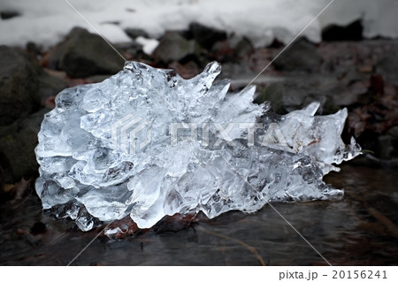 Spiky piece of crystal ice bellow waterfall, Spiky piece of crystal ice bellow waterfall, 20156241