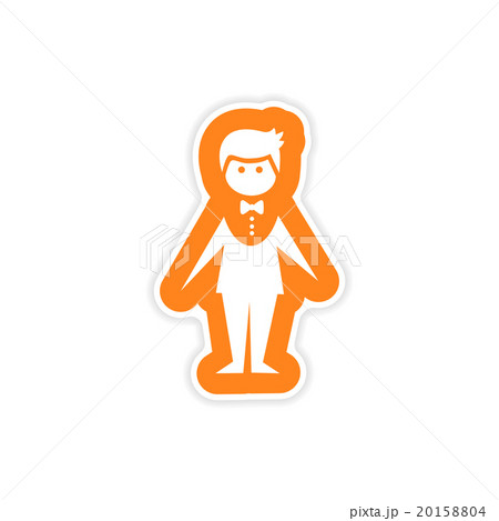 paper sticker on white background groom suit 20158804
