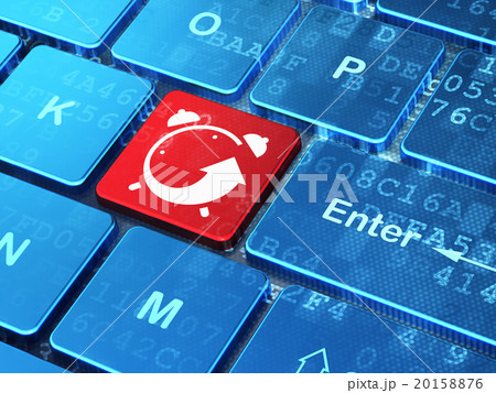 Timeline concept: Alarm Clock on computer keyboard Timeline concept: Alarm Clock on computer keyboard 20158876