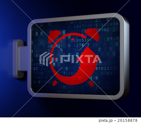 Time concept: Alarm Clock on billboard background Time concept: Alarm Clock on billboard background 20158878