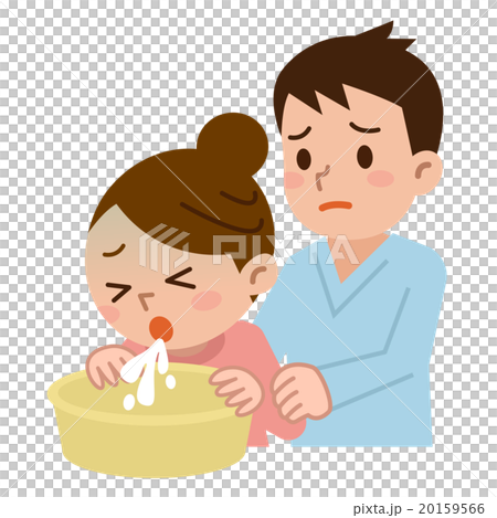 嘔吐する女性と介抱する男性 20159566