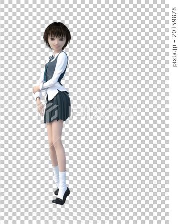 制服の女子学生　perming 3DCGイラスト素材 20159878