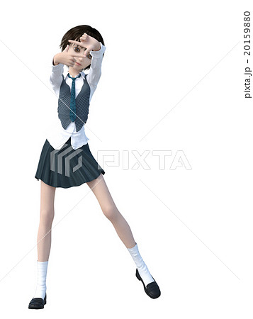 制服の女子学生　perming 3DCGイラスト素材 20159880