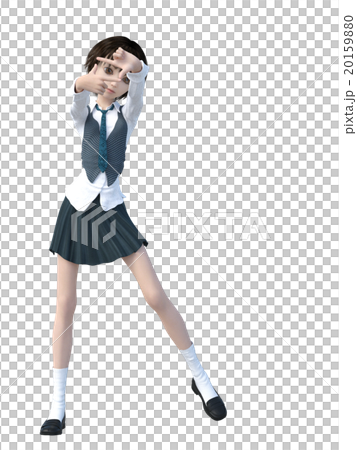 制服の女子学生　perming 3DCGイラスト素材 20159880
