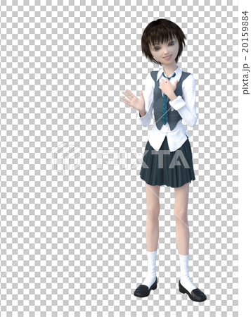 制服の女子学生　perming 3DCGイラスト素材 20159884