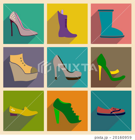 Concept of flat icons with long shadow footwear Concept of flat icons with long shadow footwear 20160959