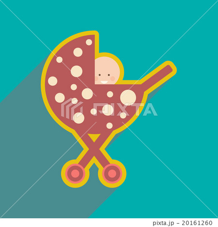 Modern flat icon with long shadow baby in stroller Modern flat icon with long shadow baby in stroller 20161260