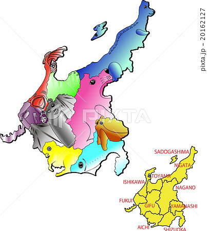 地図の動物 中部 シルエットのイラスト素材