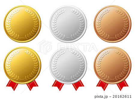 金メダル 銀メダル 銅メダルのイラスト素材 20162611 Pixta