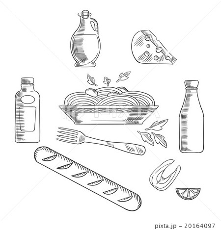 Sketch of italian pasta and food Sketch of italian pasta and food 20164097