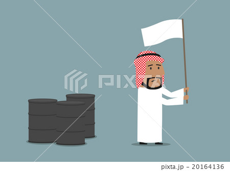 Arabian businessman capitulating with white flag 20164136