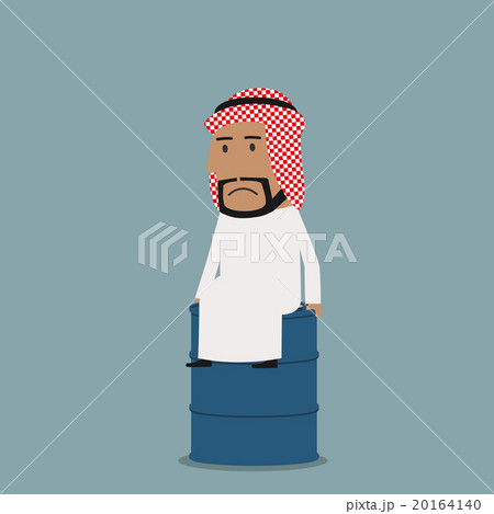 Sad arabian businessman on the oil tank 20164140