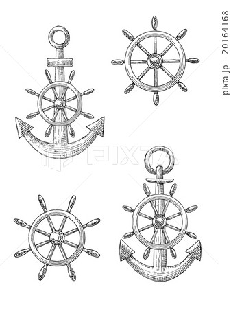 Vintage nautical anchors and helms sketches Vintage nautical anchors and helms sketches 20164168