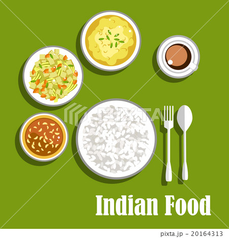 Vegetarian indian curry, chutney and rice 20164313