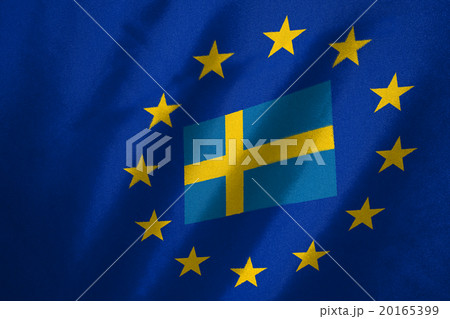 Sweden flag in EU flag on fabric 20165399