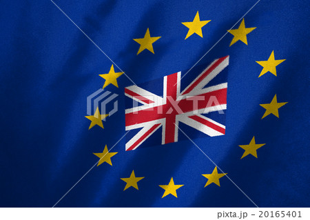 UK flag in EU flag on fabric UK flag in EU flag on fabric 20165401
