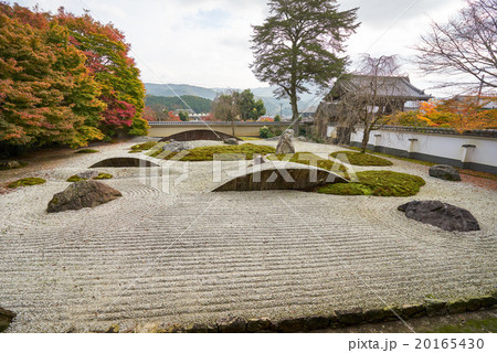 秋の石庭全景、実相院, 京都、超広角撮影 20165430