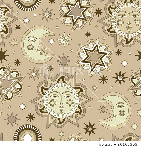 Vector seamless background with sun and stars. Vector seamless background with sun and stars. 20165909