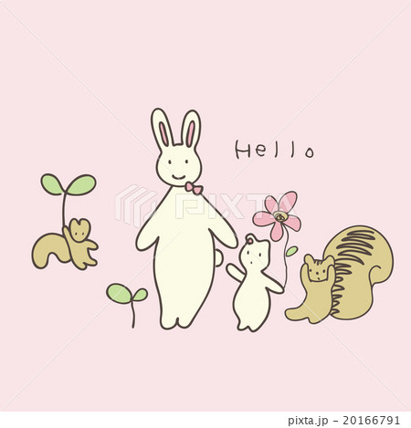 ほのぼのとした手描きの動物のイラスト