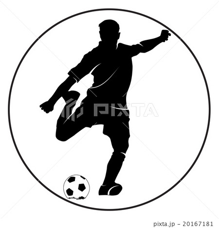 Soccer player silhouette kicking the ball 20167181