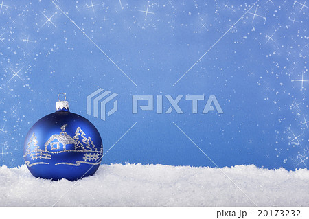Blue Christmas balls in the snow 20173232