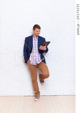 Young Business Man Using Tablet Computer Social 20173235