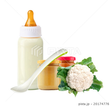 cabbage, baby food, spoon and and milk bottle cabbage, baby food, spoon and and milk bottle 20174776