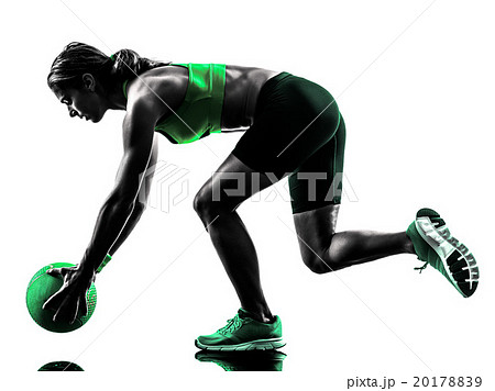 woman fitness Medicine Ball exercises silhouette 20178839