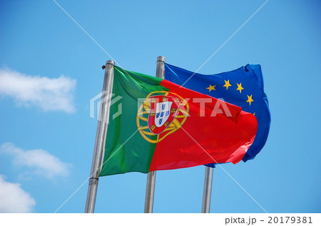 Flags of Portugal and European Union  20179381