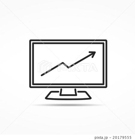 Computer with Graph Line Icon Computer with Graph Line Icon 20179555