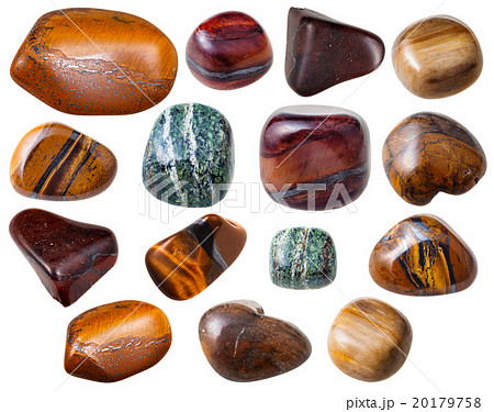 various Tiger's eye ( Tigereye) gemstones isolated 20179758