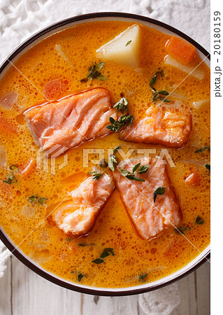 salmon soup with vegetables and thyme salmon soup with vegetables and thyme 20180159