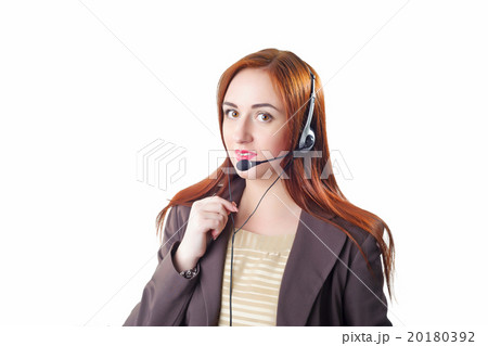 Call center operator redhead business woman 20180392