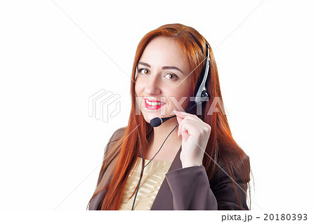 Call center operator redhead business woman 20180393