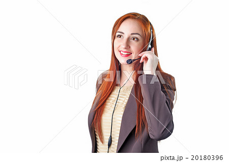 Call center operator redhead business woman 20180396