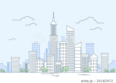 Modern City Megalopolis View Skyscraper Cityscape のイラスト素材 [20182972 ...