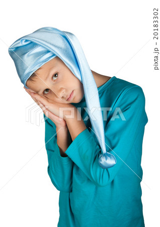 Cute boy in blue pajama isolated Cute boy in blue pajama isolated 20183302
