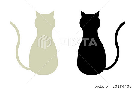 白猫と黒猫のイラスト素材
