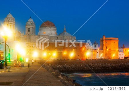 Cathedral of Cadiz in night time Cathedral of Cadiz in night time 20184541