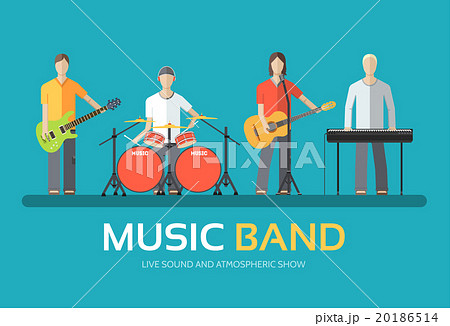 Music band in flat design background concept Music band in flat design background concept 20186514