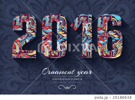 Hand drawn new year 2016 background ornament Hand drawn new year 2016 background ornament 20186638