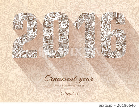 Hand drawn new year 2016 background ornament 20186640