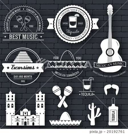 Country Mexico label template of emblem element 20192761