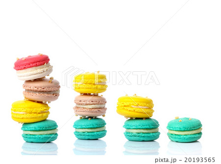 Colorful macaroons isolate on white. 20193565