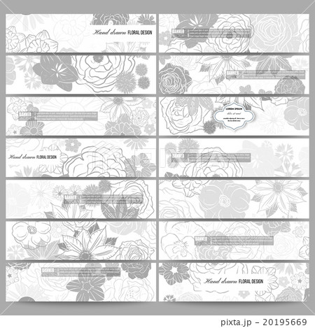 Set of modern banners. Hand drawn floral doodle Set of modern banners. Hand drawn floral doodle 20195669