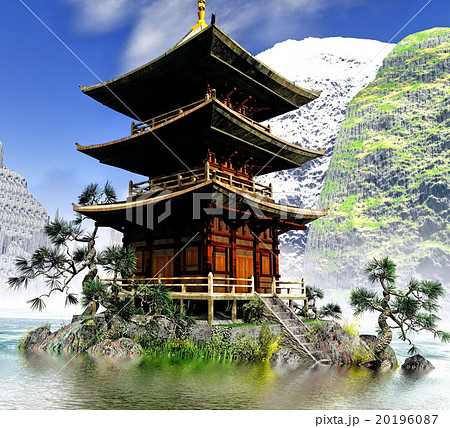 Buddhist Temple in rocky mountains Buddhist Temple in rocky mountains 20196087