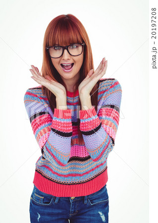 Astonished hipster woman looking at camera Astonished hipster woman looking at camera 20197208