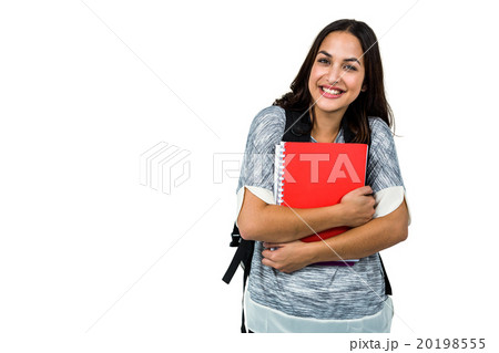 Happy woman holding books Happy woman holding books 20198555